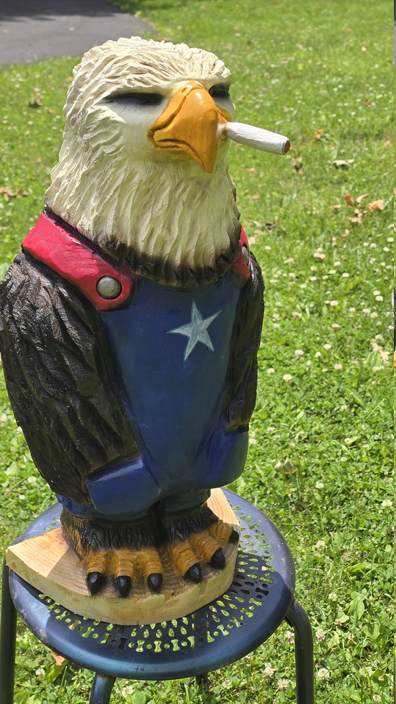 Patriotic Eagle Wearing Overalls