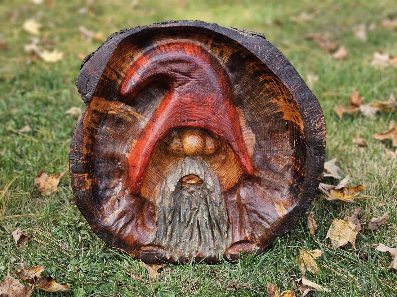 Round Gnome Relief Carving